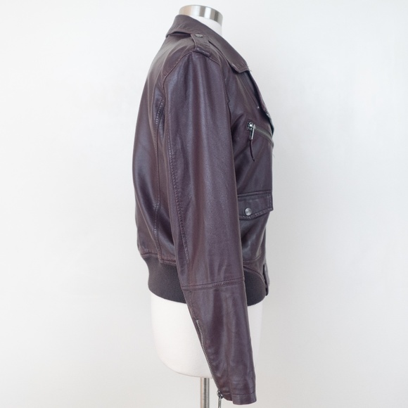 Members Only Red Faux Leather Biker L Jacket - Picture 4 of 8